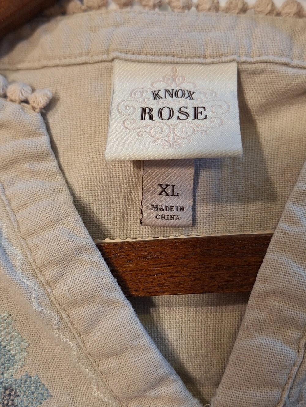 Knox Rose Beige Dress with Blue Embroidery - Picture 3 of 3
